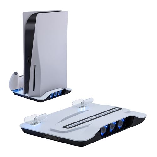 Dobe Support De Base De Ventilateur De Refroidissement Multifonctionnel Avec Double Station De Charge Et Port Usb Pour Ps5 - Blanc