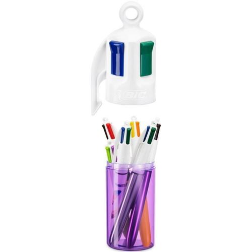 BIC 4 Couleurs Stylos-Bille R&eacute;tractables - Pot &agrave; Stylos Violet de 6