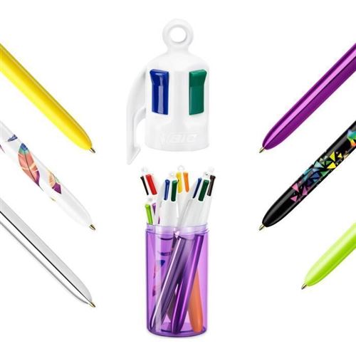 BIC Cristal Large - Lot De 3 Stylos à Bille Noir 1,6 Mm - Corps Transparent, Pointe Large, écriture Fluide