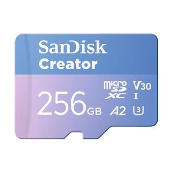 SanDisk Creator - Carte mémoire flash (adaptateur microSDXC vers SD inclus(e)) - 256 Go - A2 / Video Class V30 / UHS-I U3 - microSDXC UHS-I