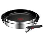 Lot de 2 poêles 22/26cm inox + poignée Tefal L9739002