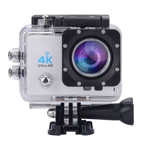 Cam&eacute;ra Sport 4K 16Mp Etanche Grand Angle 170&deg; Wifi Ecran LCD 2 Pouces HDMI Blanc + SD 32Go