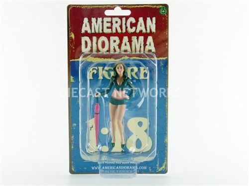 Voiture Miniature de Collection AMERICAN DIORAMA 1-18 - FIGURINES Umbrella Girl I - Black / Rose - 77436