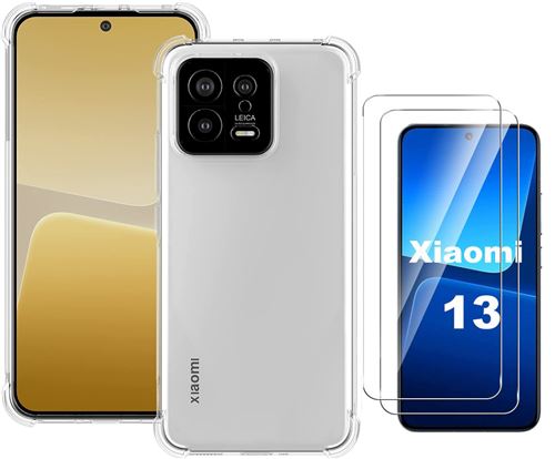 Coque Silicone Transparente Angles Renforces + 2 Verres Trempes Pour Xiaomi 13 Little Boutik©