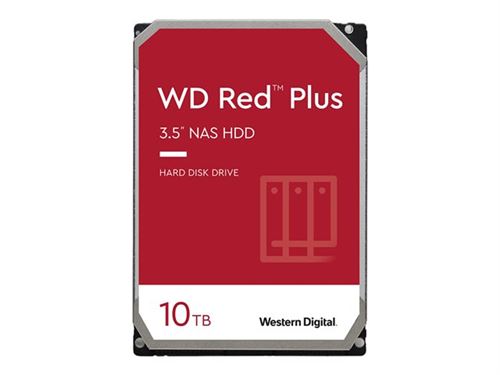 WD Red Plus NAS Hard Drive WDBAVV0100HNC - Vaste schijf - 10 TB - intern - 3.5 - SATA 6Gb/s - 7200 tpm -buffer: 256 MB