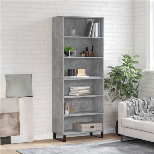 vidaXL Buffet gris béton 69,5x32,5x180 cm bois d'ingénierie