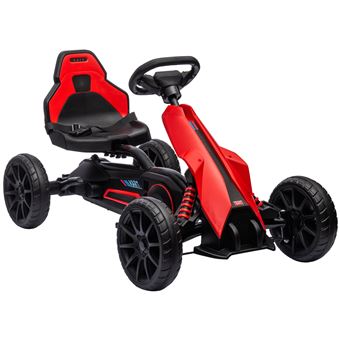 Kart à Pédales Enfant VEVOR - 3 à 8 Ans - 4 Roues Antidérapantes - Siège Réglable Rouge
