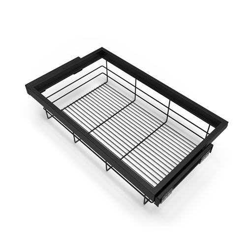 Emuca Kit de panier et cadre coulissant à fermeture souple pour armoire, réglable, module 800mm, Noir texturé