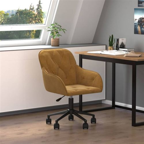 Vidaxl Marron Chaise Pivotante De Bureau Velours - Image 3