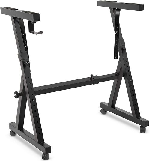 Support Clavier à roulettes - Pyle - Noir - design Z - ajustable en hauteur