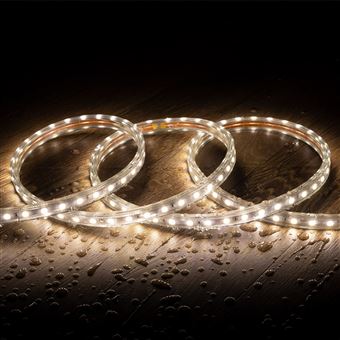 TechBrey Ruban LED Dimmable 220V SMD 60 LED/m Blanc Neutre 6W/m 600lm/m Largeur 12mm Coupe 20cm IP65 Sur mesure 25 m - 1