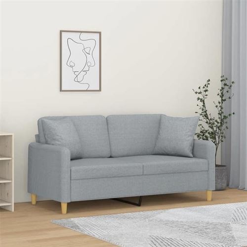Non Communiqué Gris Vidaxl Canapé 2 Places Avec Oreillers Clair 140 Cm Tissu