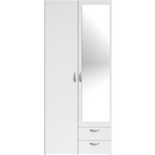 PARISOT - Armoire de chambre Varie - Panneaux de particules - 2 portes - Blanc