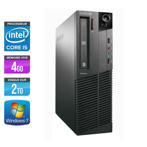 Unité centrale Lenovo ThinkCentre M81 SFF - Noir - Intel Core i5-2400 / 3.10 GHz - RAM 4 Go - HDD 2 To - DVDRW - Gigabit Ethernet - Windows 7 Professi