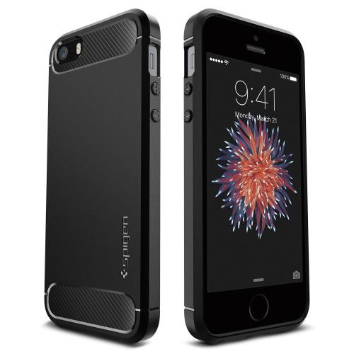 Spigen Rugged Armor - Achterzijde behuizing voor mobiele telefoon - robuust - thermoplastic polyurethaan (TPU) - voor Apple iPhone 5, 5s, SE