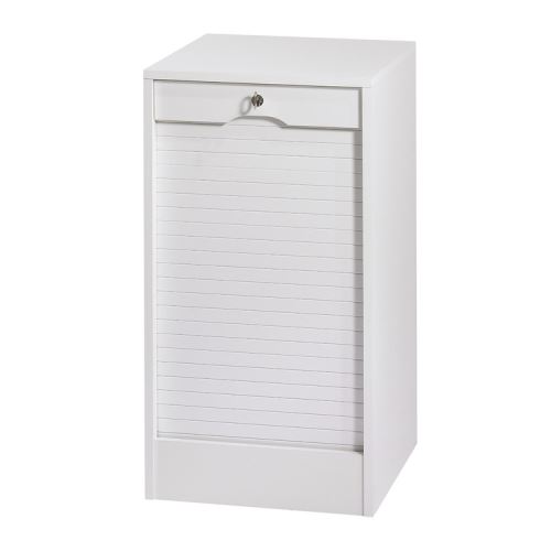 Armoire de bureau à rideau en bois avec serrure MATHA - Blanc - 75cm