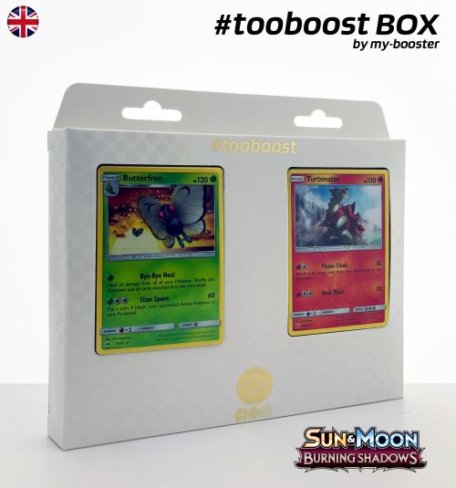 Coffret #tooboost BUTTERFREE (Papilusion) et TURTONATOR (Boumata) - Sun and Moon 3 - 10 cartes Pokemon anglaises
