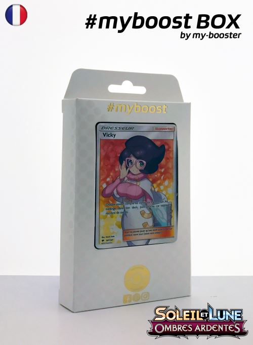 Coffret #myboost DRESSEUR VICKY 147/147 - Soleil et Lune 3 Ombres Ardentes - 10 cartes Pokemon francaises