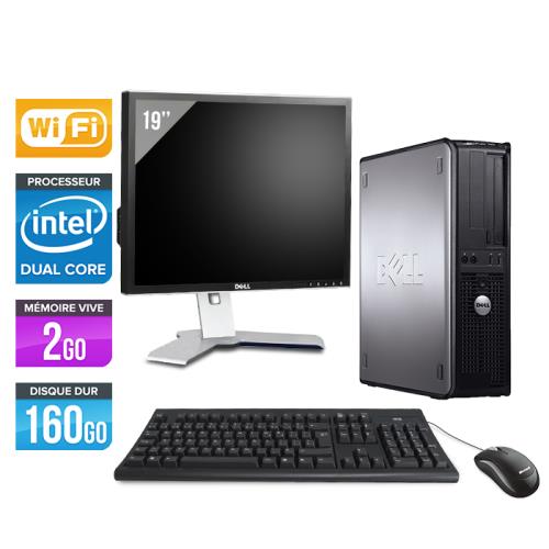 Ordinateur Dell Optiplex 760 Desktop + Ecran 19'' - Gris - Intel Core Duo E5200 / 2.5 GHz - RAM 2 Go - HDD 160 Go - DVD - Gigabit Ethernet - Wifi - Wi