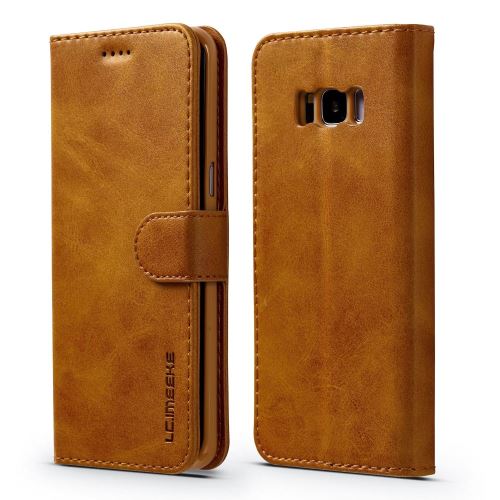 Etui en PU lc.imeeke stand marron pour votre Samsung Galaxy S8 Plus G955