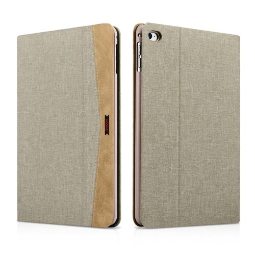 Etui en PU xoomz texture tissu support kaki pour votre Apple iPad Mini 4