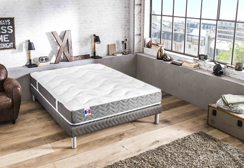 Ensemble matelas et sommier Doux Sommeil Ensemble 100% Latex 5 zones 3D respirant 140x190 (Laine + Coton)