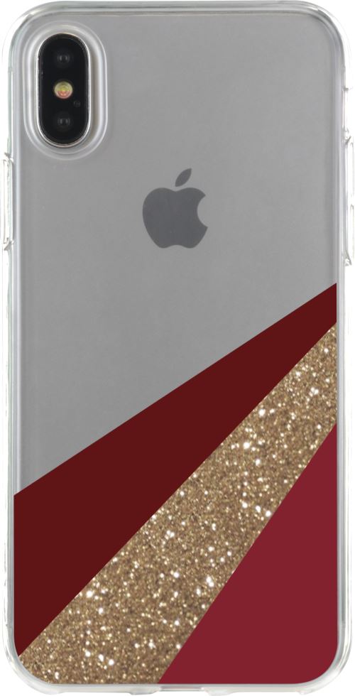 Coque semi-rigide transparente On the line rouge pour iPhone X