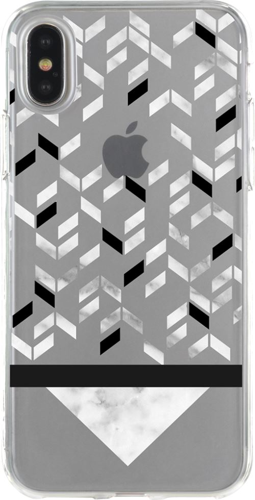 Coque semi-rigide transparente, blanche et noire Mergozzo pour iPhone X