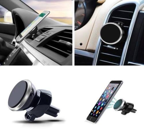 Support Voiture Magnétique pour SONY Xperia Z5 Compact Aimant Noir Ventilateur Universel 360 Rotatif