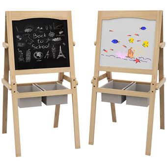 Chevalet Double Face En Bois Pour Enfants - Tableau Noir + Tableau Magnétique Blanc, Réglable, Avec Accessoires - 7