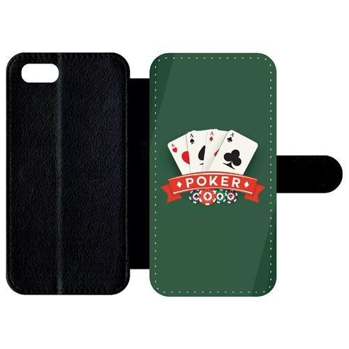 Etui My-Kase pour iPhone Se 2020 - poker casino - Simili-cuir Noir
