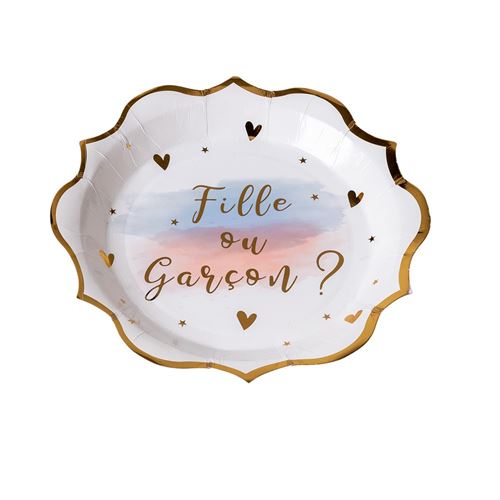 8 assiettes carton gender reveal party 23cm - Coloris : Jaune79140