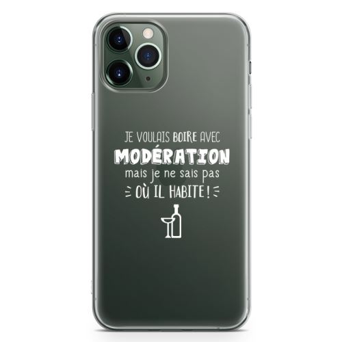 Coque iPhone 11 PRO Je voulais boire avec modération - Souple Transparente Encre Blanc