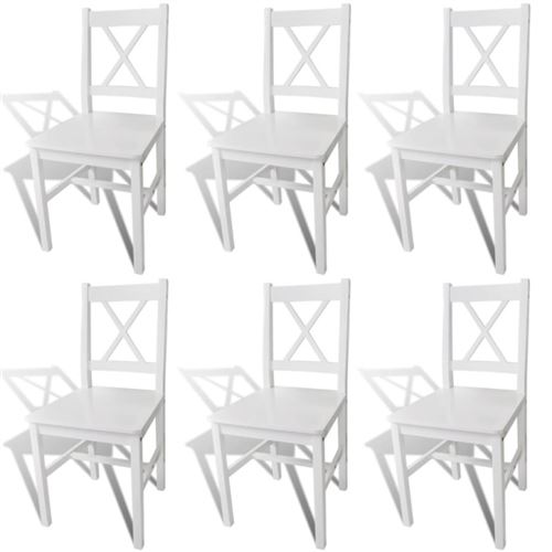 vidaXL Chaise de salle à manger 6 pcs Bois Blanc