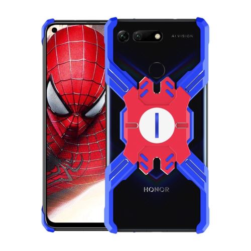 Bumper en métal cadre de la série heroes en forme X avec béquille rouge/bleu pour votre Huawei Honor View 20/V20