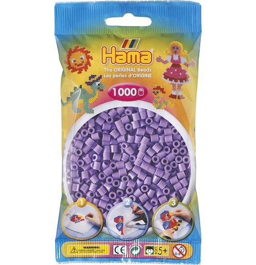 Sachet de 1000 perles a repasser hama midi violet pastel - loisirs creatifs - 207-45