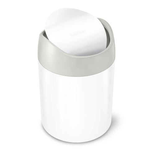 simplehuman Mini Poubelle Acier Inoxydable Blanc 1.5L
