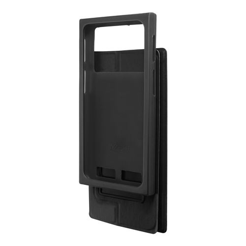 Housse Smartphone 5,9'' Étui Fenêtre Porte-carte Stand Vidéo Coque Slide noir