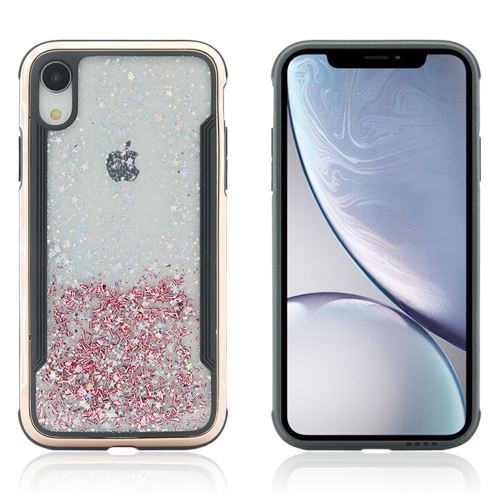 Coque en TPU cadre brillant pailleté rose pour votre Apple iPhone XR