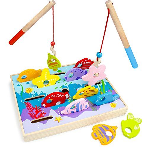 Wooden Wonders Lets Go Fishing Dexterity Game, Counting and Matching Skills by Imagination Generation