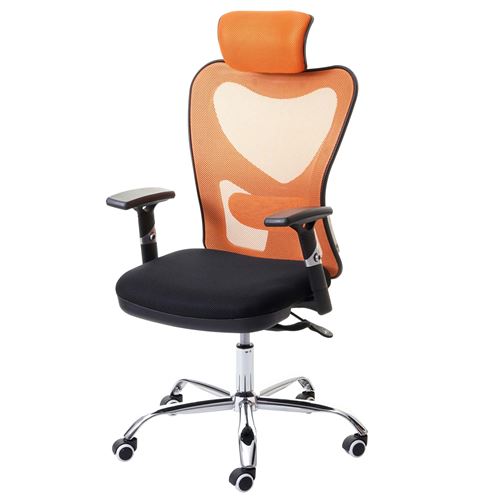 Chaise de bureau MENDLER HWC-F13 charge max. 150kg tissu noir orange