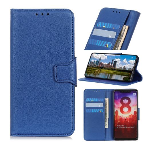 Etui en PU peau de litchi avec support bleu pour votre Apple iPhone 12 5.4 pouces