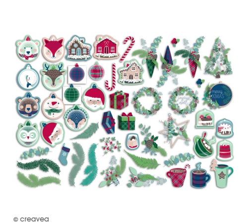 Assortiment de Die cuts papier Toga - Scottish Christmas - 3 à 6 cm - 50 pcs