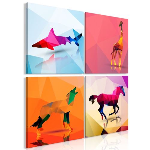 Tableau - Geometric Animals (4 Parts) .Taille : 90x90