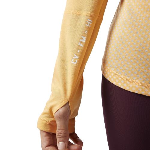 Reebok T-shirt manches longues CrossFit Graphic jaune orangé Taille XXS Adulte Femme