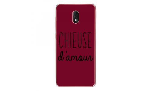 Coque souple pour Wiko Lenny 5 avec impression Motifs Chieuse d'Amour bordeau