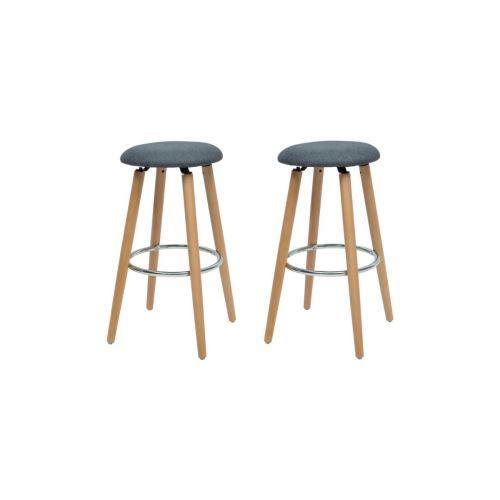 Nancy Lot De 2 Tabourets De Bar - Tissu Gris Anthracite - Classique - L 37 X P 37 Cm