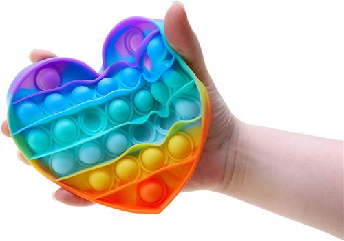 Fidget Toy Silicone Coeur Multi-couleurs Jeu Anti Stress Push Pop