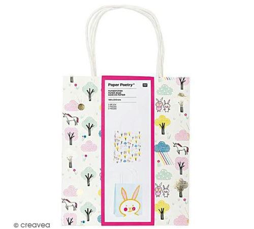 Lot de sacs en papier - Wonderland lapin - 18 x 21 cm - 2 pcs