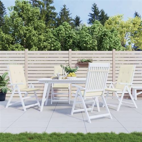 Coussin de chaise de jardin 4 pcs Cr&egrave;me 120 x 50 x 3 cm Vidaxl Cr&egrave;me